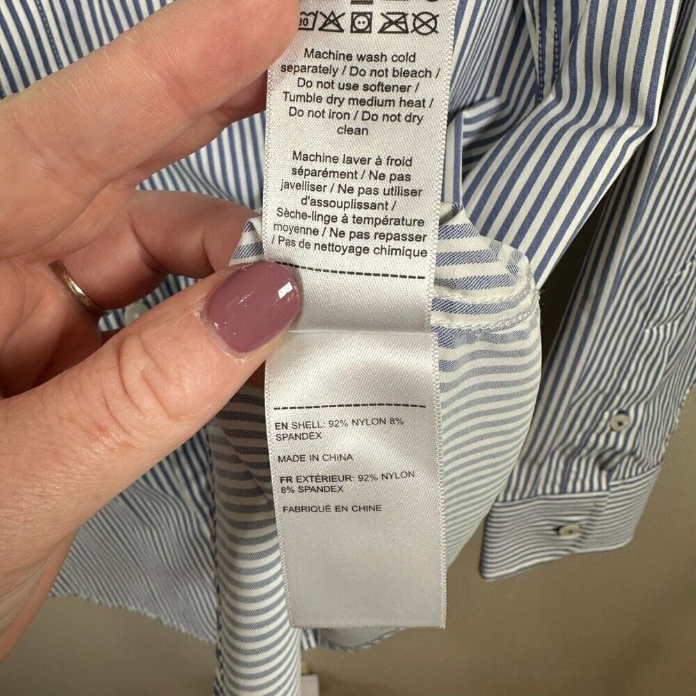 UNTUCKit Button Down Dress Shirt Mens XLarge Blue Stripe Performance Career Work - Picture 8 of 10